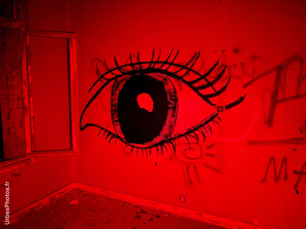 Oeil dessiné sur un mur