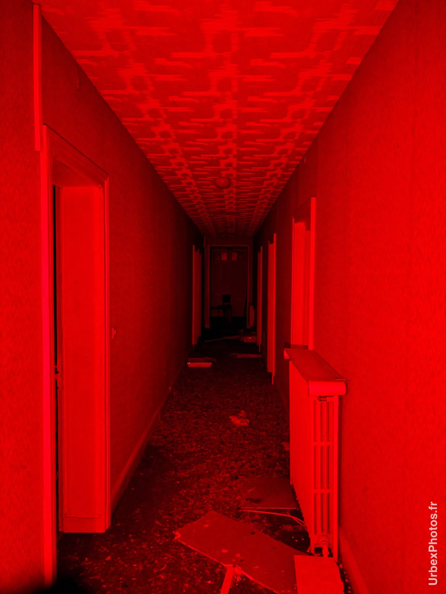 Photo urbex d'un couloir de l'Hôtel Bonin en Lorraine