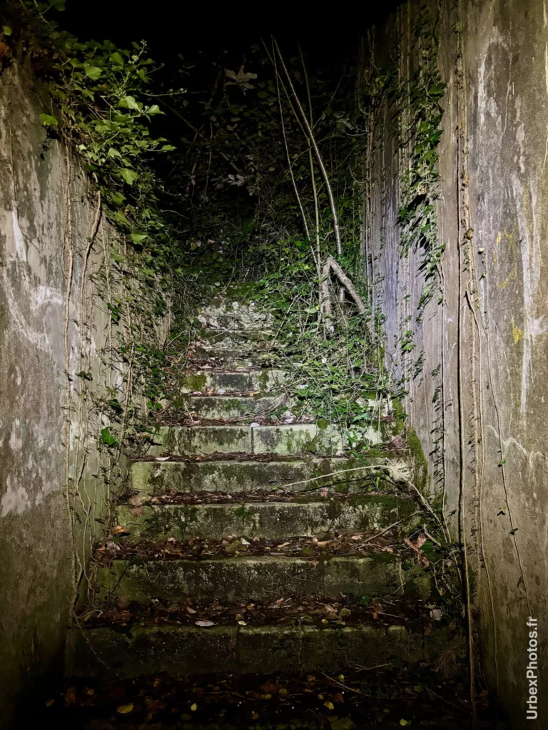 Photo urbex d'un escalier d'accès au Fort Fischer en Lorraine