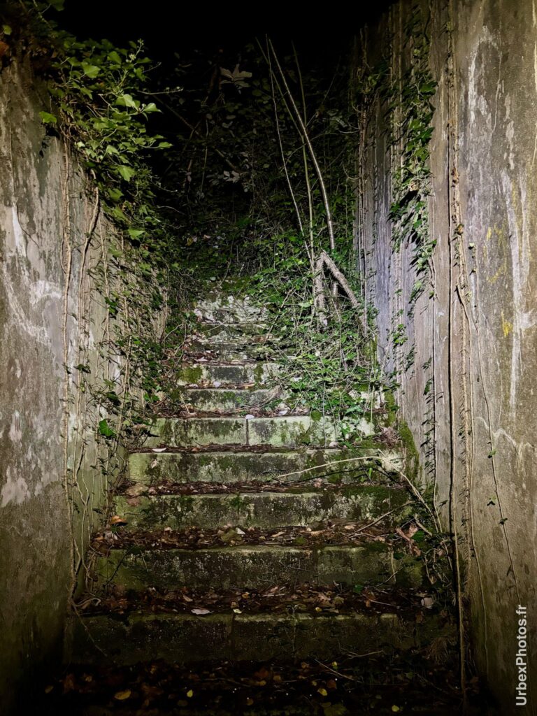 Photo urbex d'un escalier d'accès au Fort Fischer en Lorraine