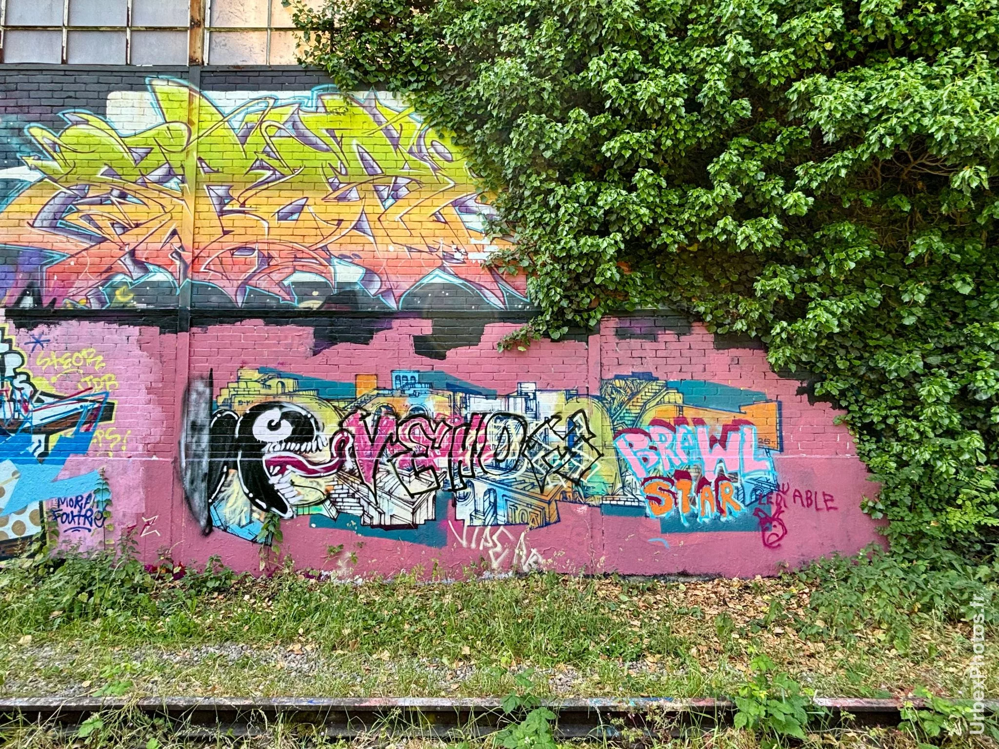 Photo urbex de graffitis le long de la voie ferrée