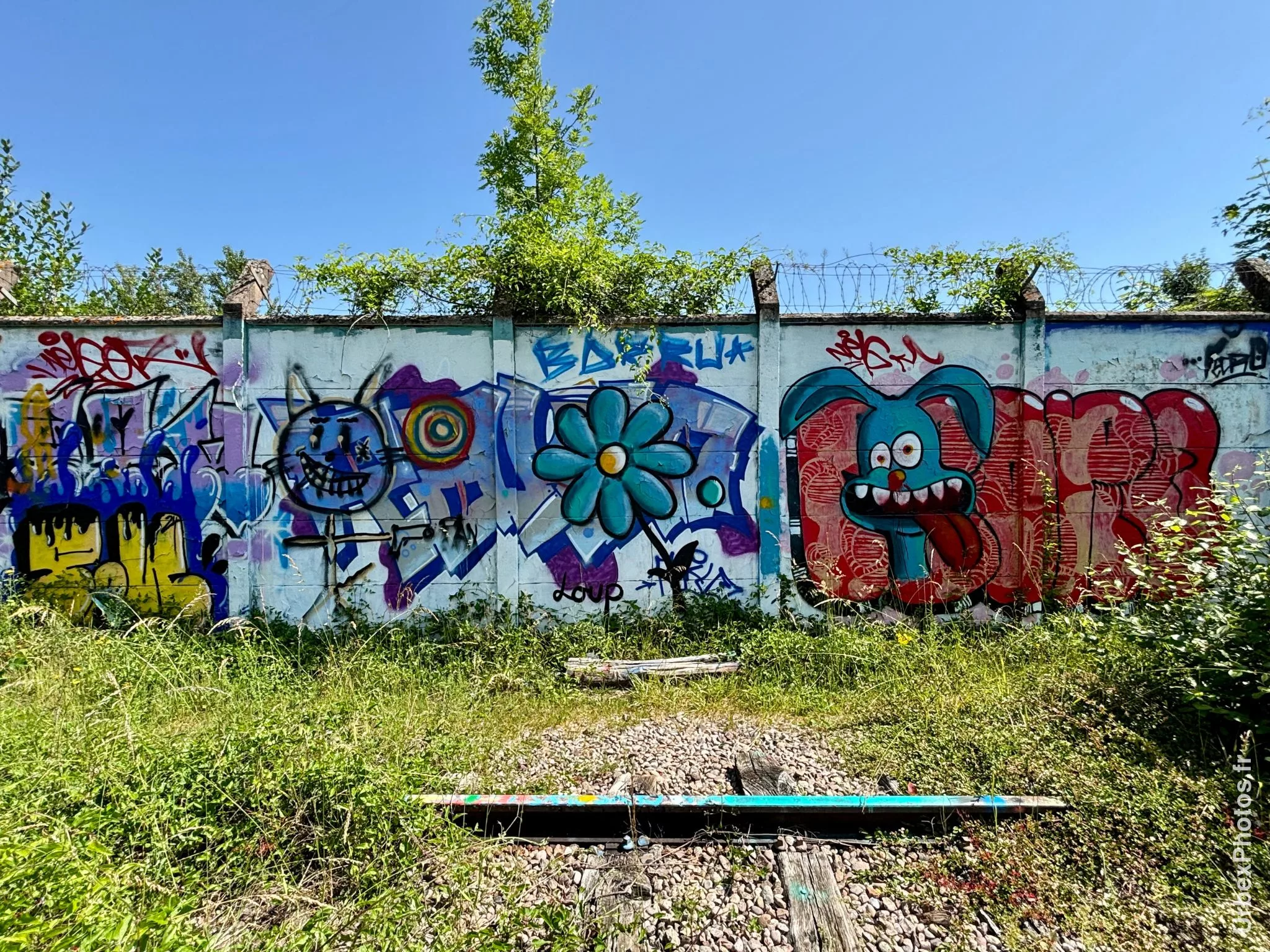 Photo urbex de graffitis le long de la voie ferrée