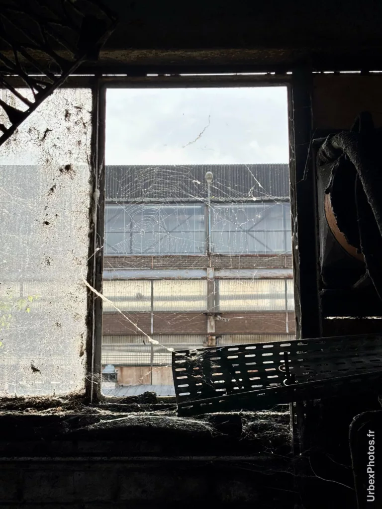 Photo urbex d'une toile d'araignée à une fenêtre en Lorraine