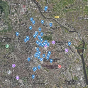 Carte des mosaïques street art de Nancy
