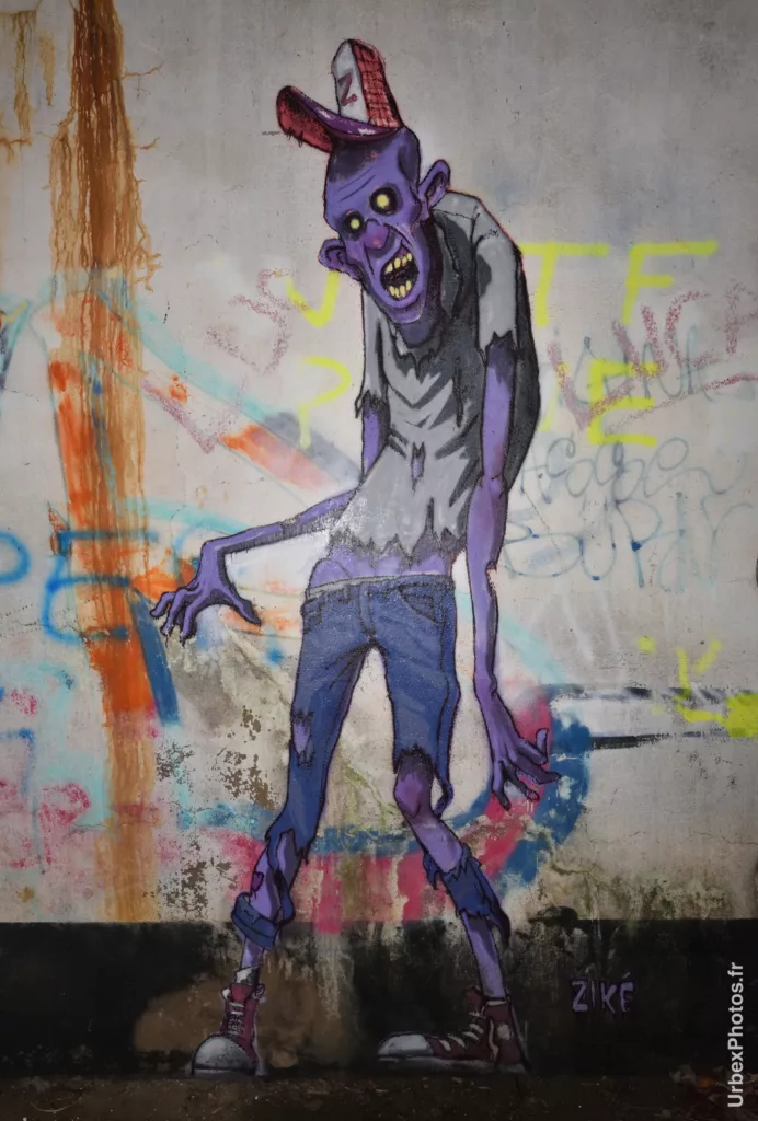 Photo urbex d'un graff de Ziké dans le Fort Eddie, en Lorraine
