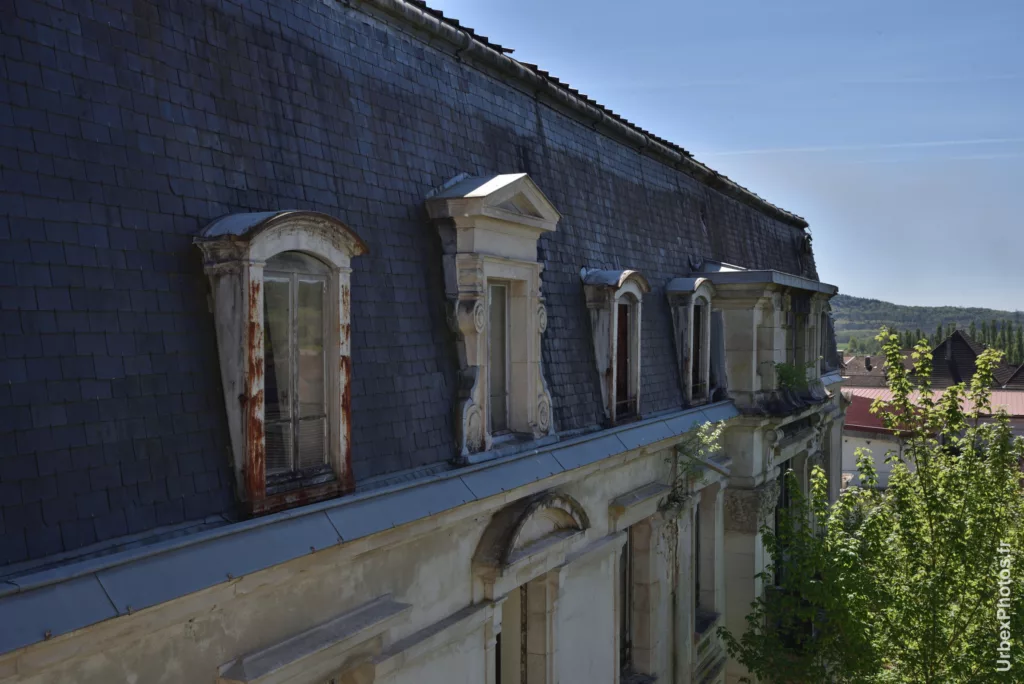 Photo urbex de chiens-assis alignés, de l'Hôtel Nougaro en Lorraine