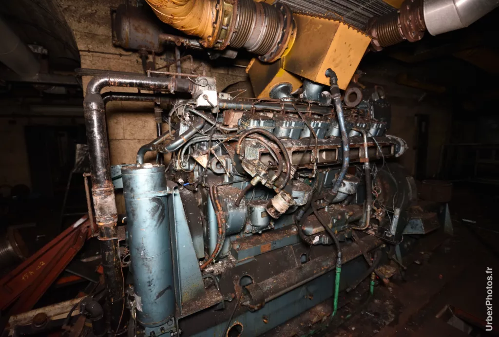 Photo urbex de l'un des quatre groupes électrogènes du Fort Giger en Lorraine